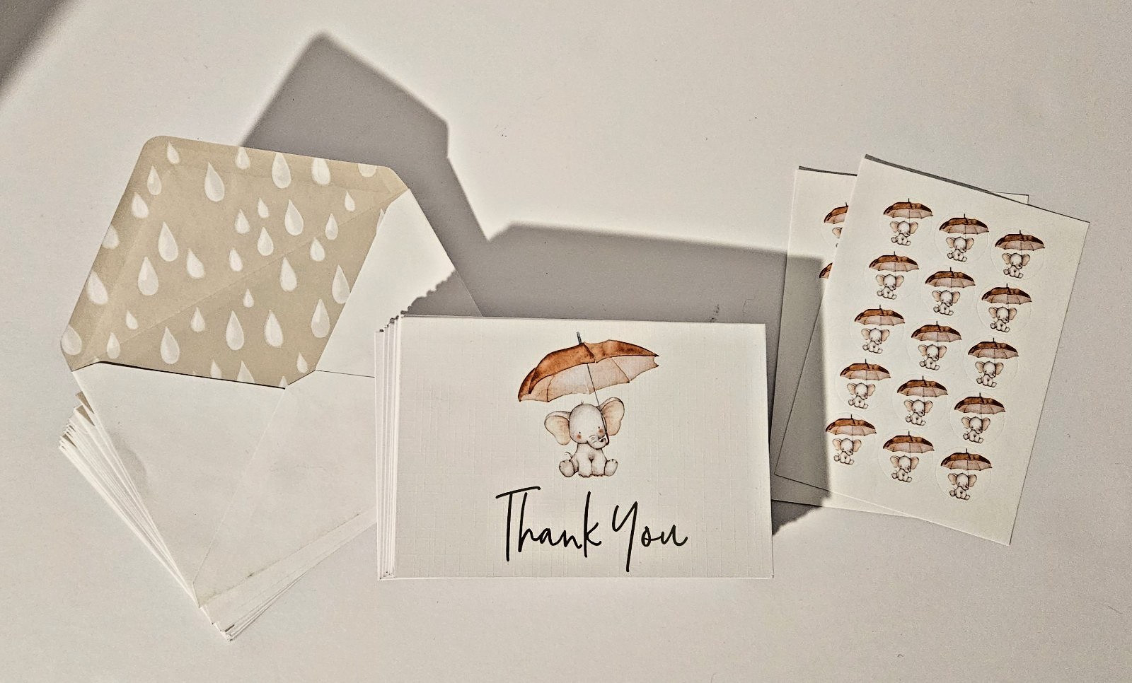 Baby Shower Unisex Thank You Cards with Decorative Envelopes & Adhesive Seals