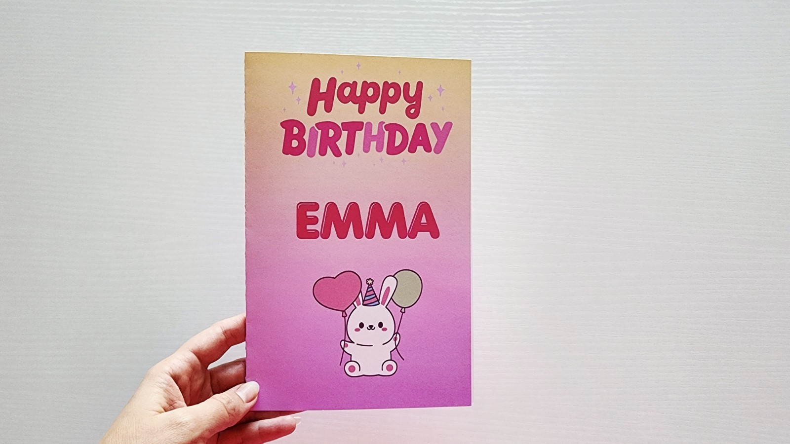 Personalized Birthday Card with Name, Custom Happy Birthday Card, Bunny Card