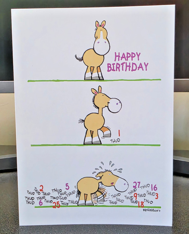 Birthday Card w Envelope Adult Humor Funny Bday Horse How Old