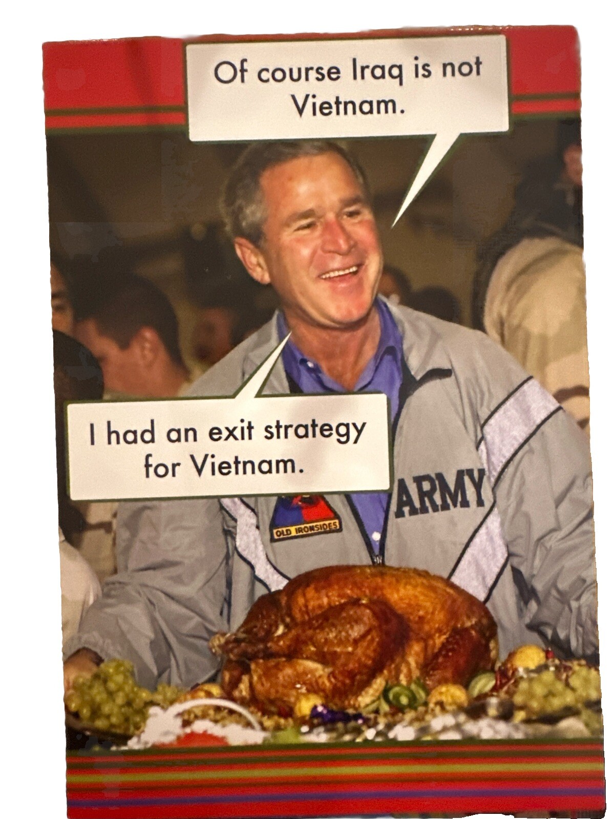 Vintage NobleWorks George Bush Christmas Card—Of Course Iraq Is Not Vietnam