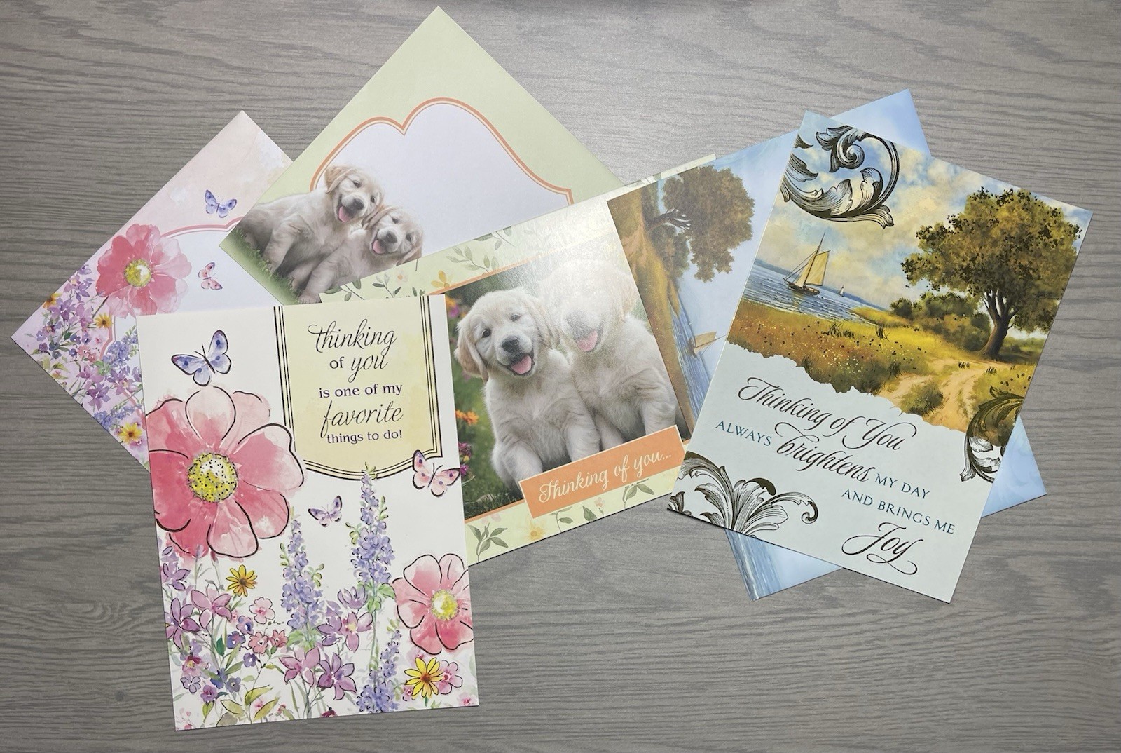 3 Thinking of You Greeting Cards w/ Matching Envelopes – Open Box/Defects