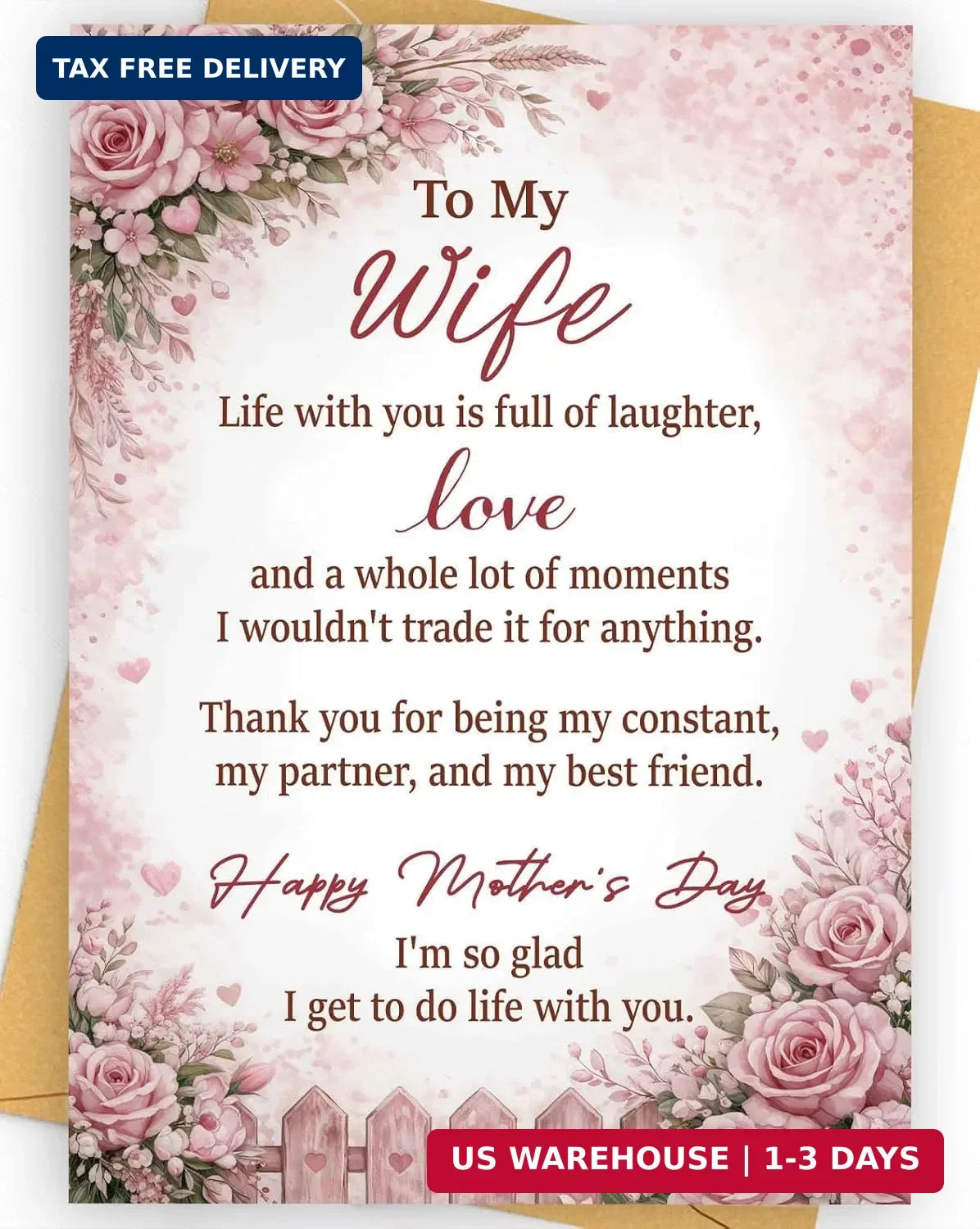 Mothers Day Card for Wife, Mothers Day Gifts for Wife from Husband, Mother’s Car