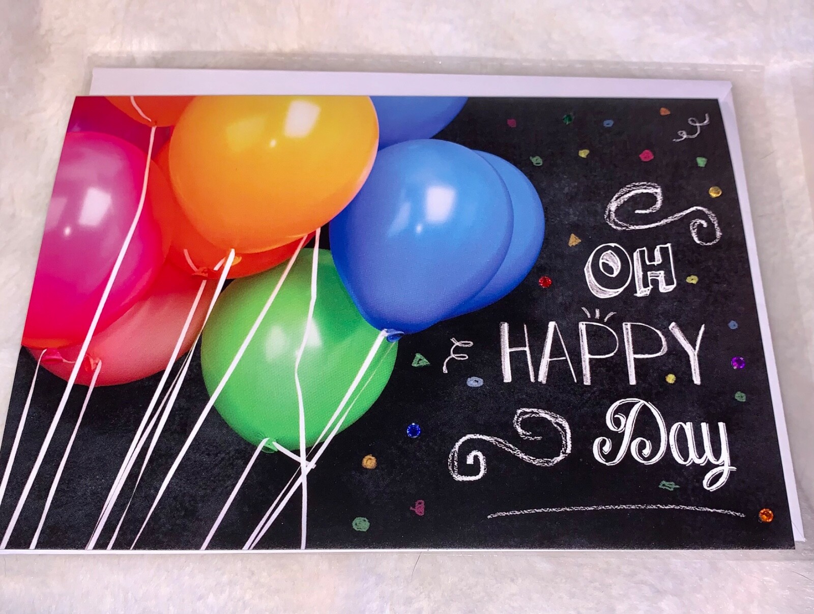 Birthday Card Rainbow of Balloons Oh Happy Day