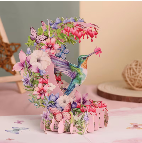 POPUP CARD-Hummingbird Pop-Up Greeting Card, Suitable for all Occasions,