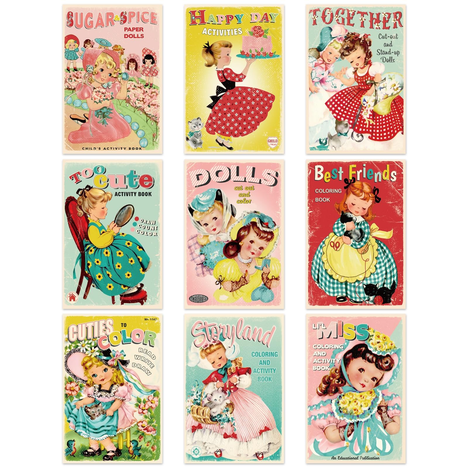 Whaline 36 Pack Vintage Greeting Cards Cute Girls Note 4 x 6 inch, Multicolor