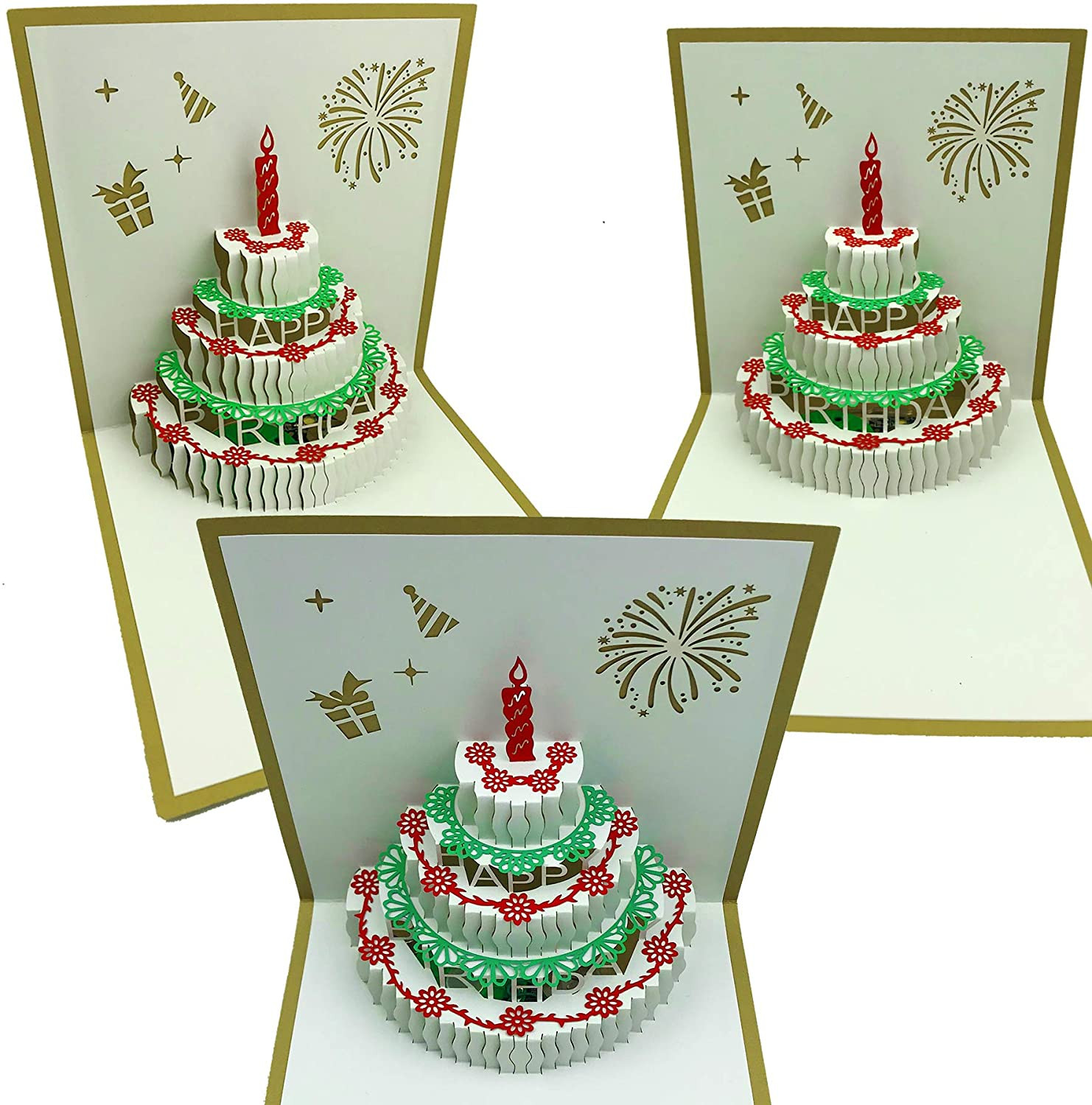 3D Pop Up Birthday Cards,Warming LED Light Birthday Cake Music Happy Birthday Ca