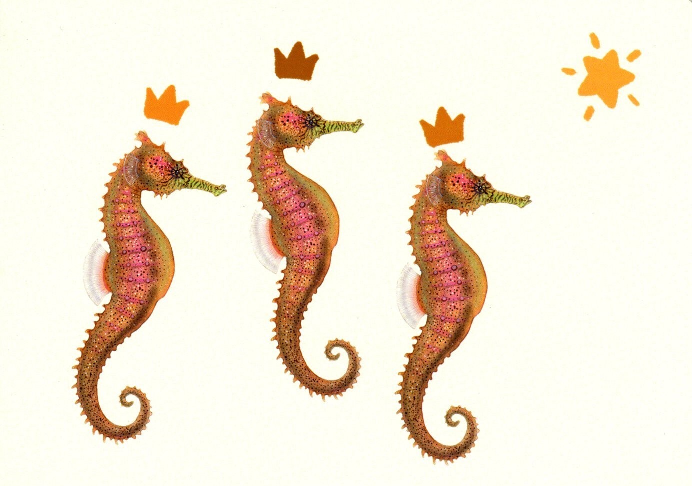 Happy Holidays Christmas Wisemen Seahorses Seahorse BeachShore Cards – Set of 5