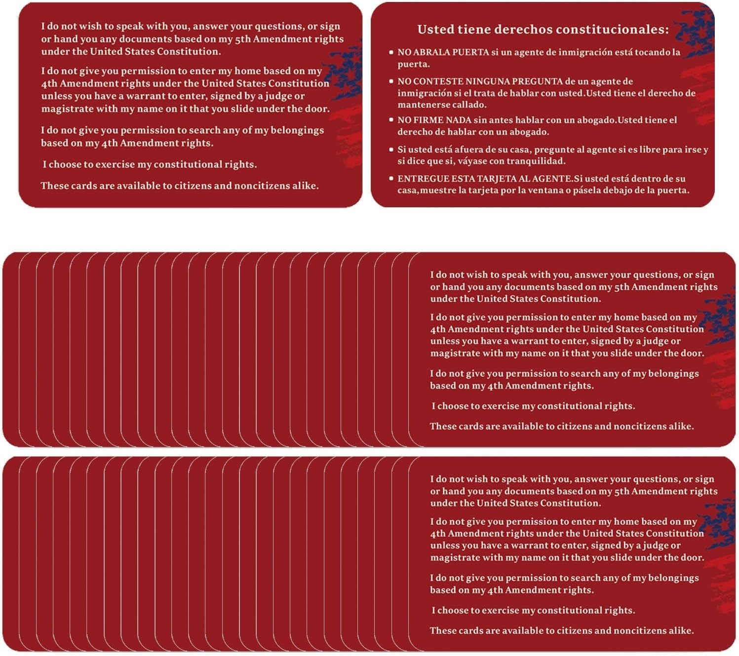 10 PCS Know Your Rights Immigration Red Cards – Bilingual Essential Protection