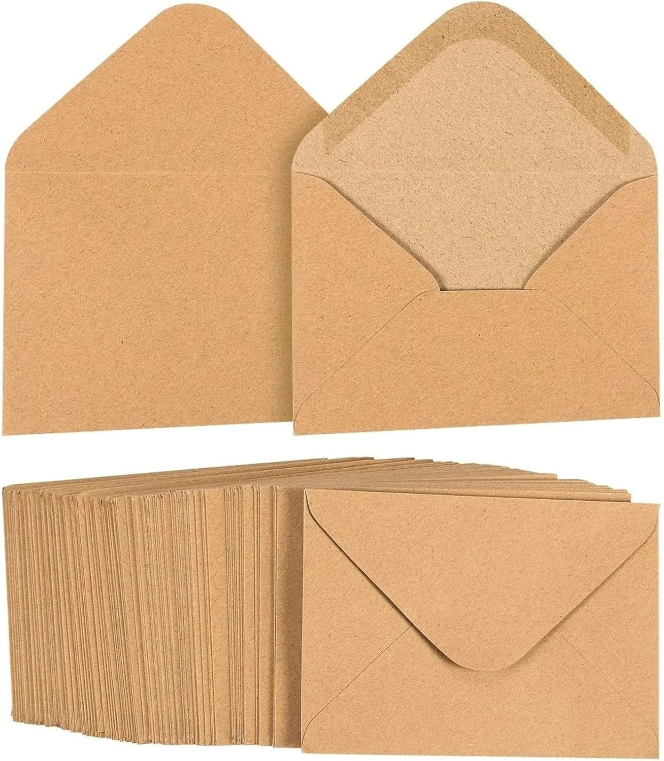 100 Pack Small Kraft Paper A1 Envelopes for 3X5 Inch Cards Wedding Baby