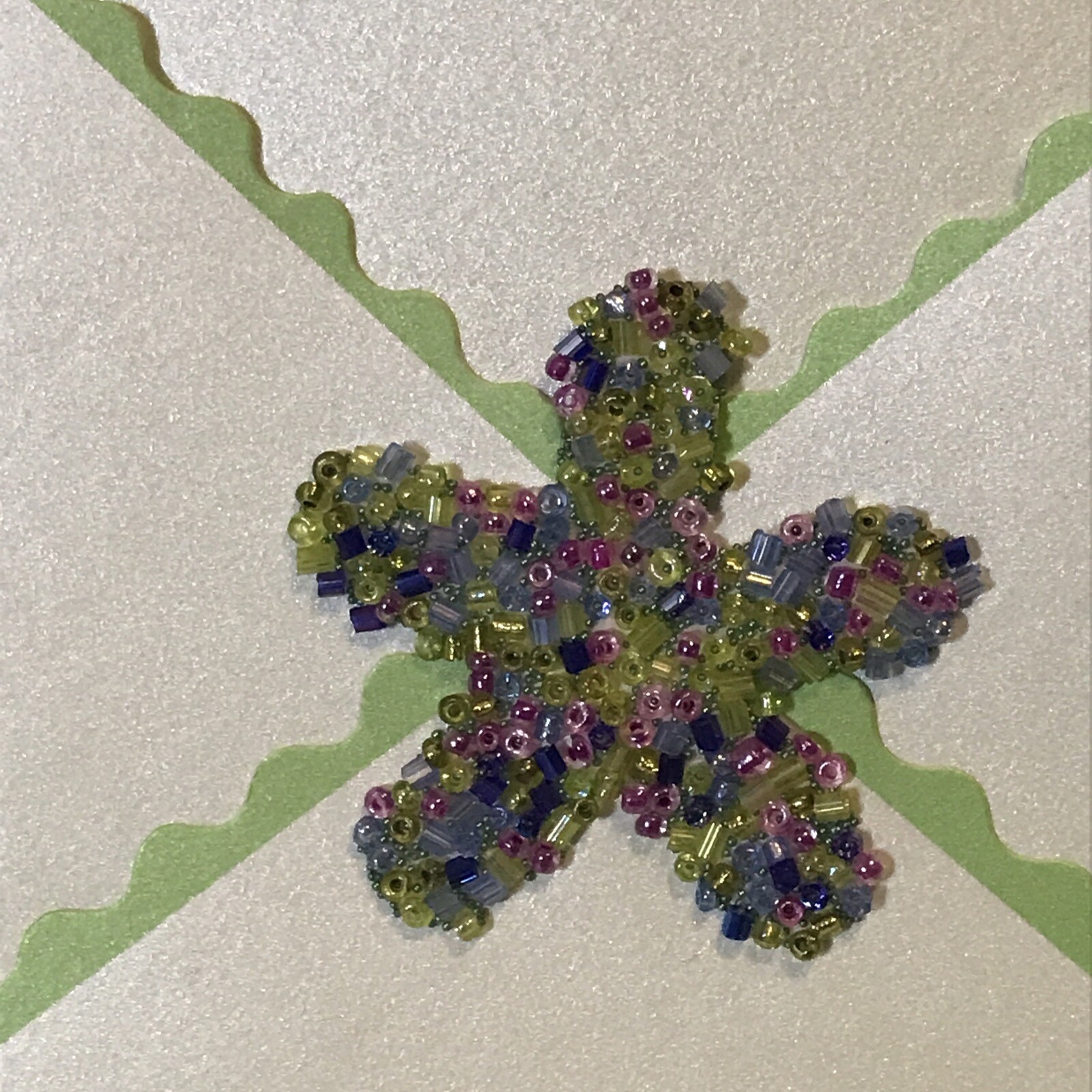 Set Of 8 VINTAGE meri-meri Sea Foam Green envelopes hand-made 3D Starfish