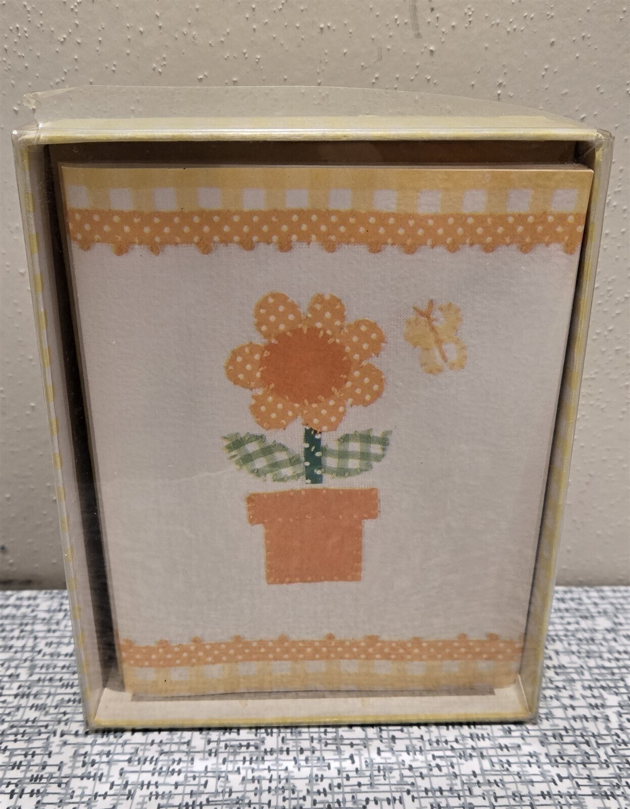 Vtg MEAD Montag DAISY DO Blank 12 CARDS & ENVELOPES Flower Pot Butterfly