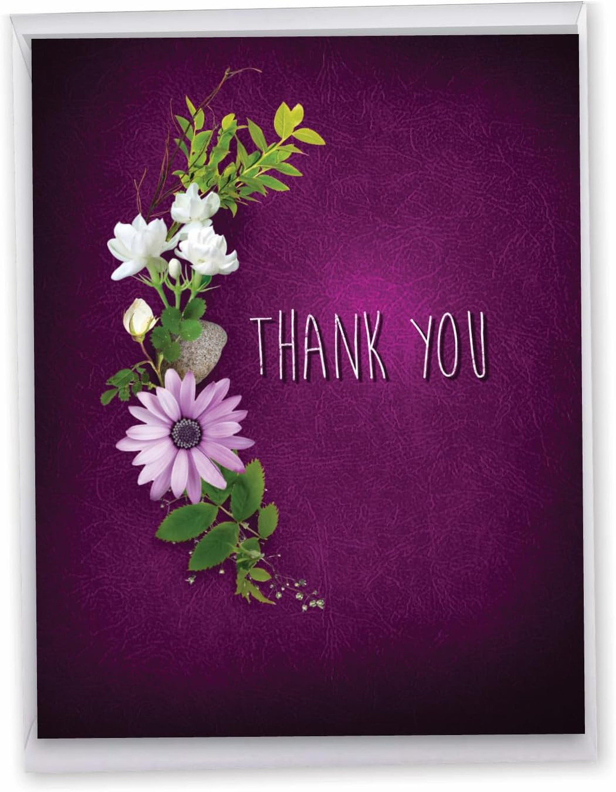Thank You Card Purple Flowers Large Notecard 8.5×11 Inch with Envelope Floral