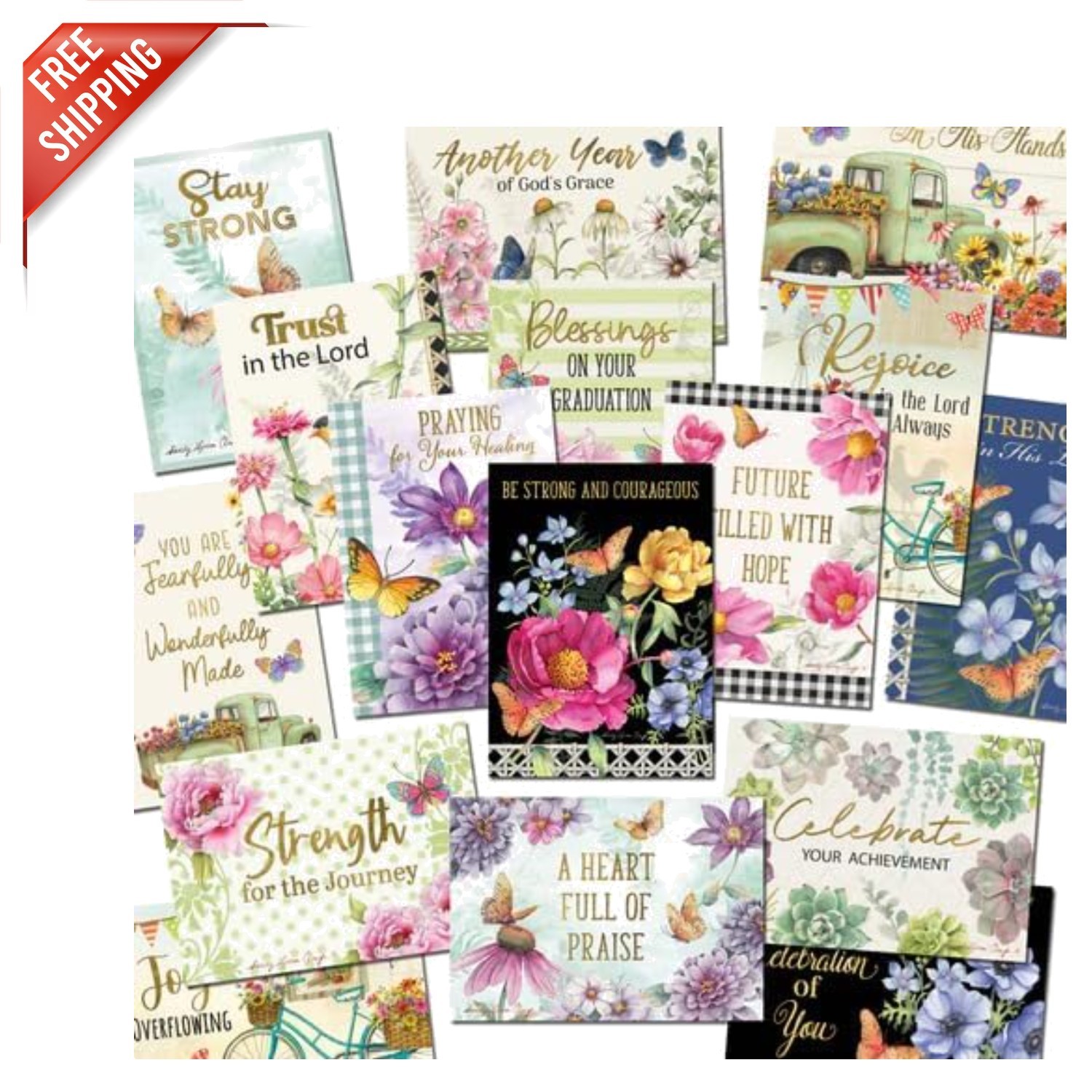 40 All Occasion Inspirational Greeting Cards with Envelopes and Calendar Booklet