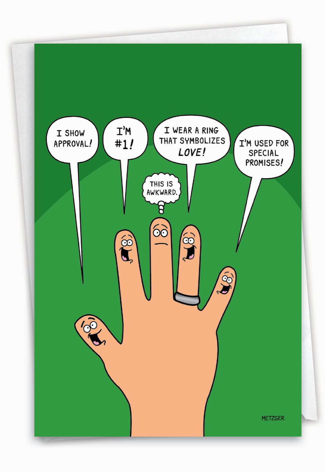 Hilarious Single Birthday Greeting Card: Middle Finger with Envelope