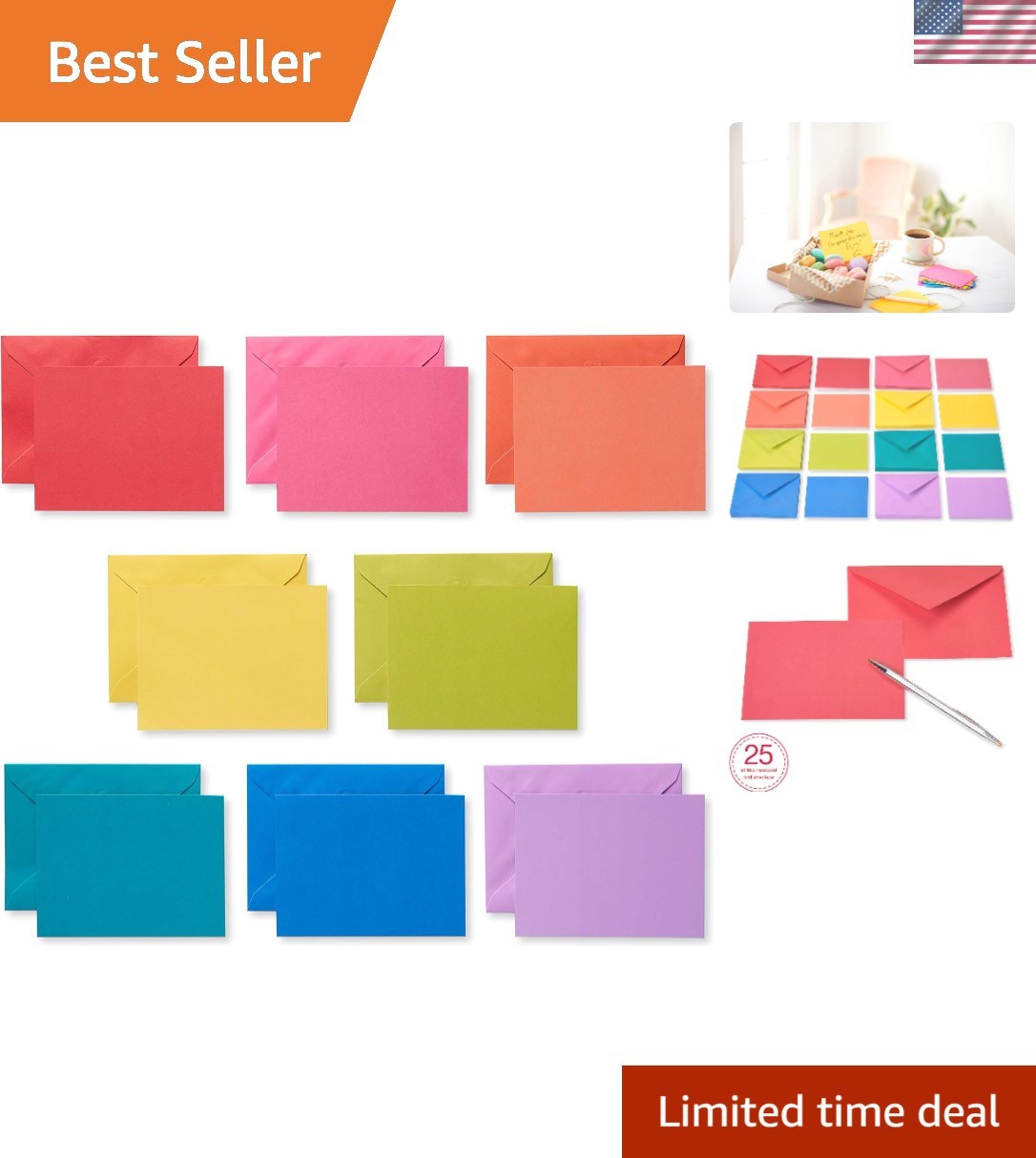 Colorful Rainbow Note Cards – 200 Count