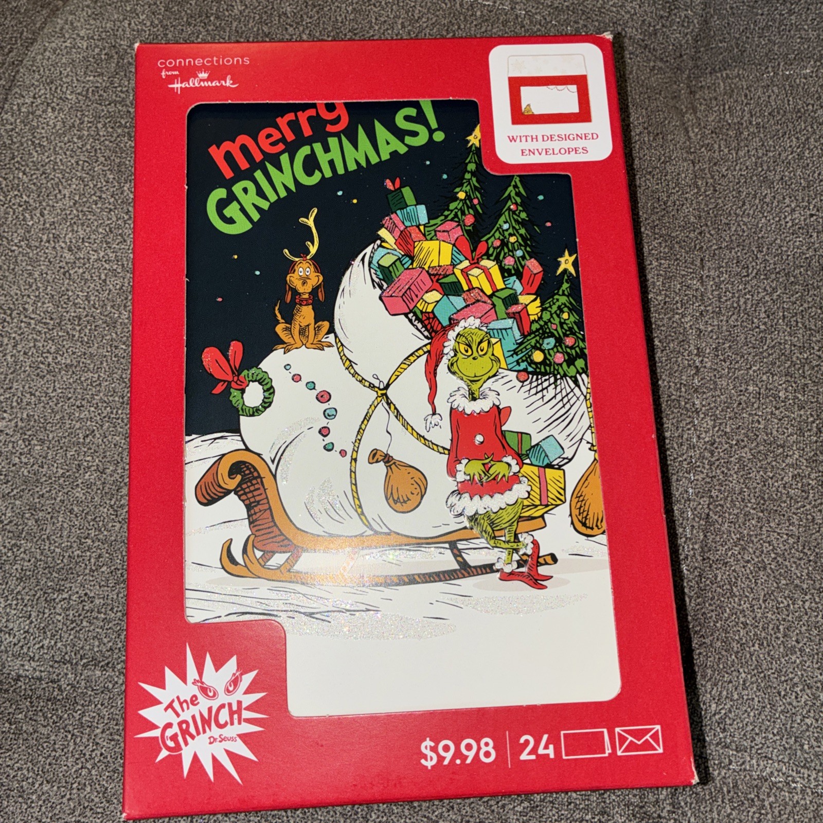 The Grinch Christmas Hallmark Connections Greeting note card NEW 24 cards