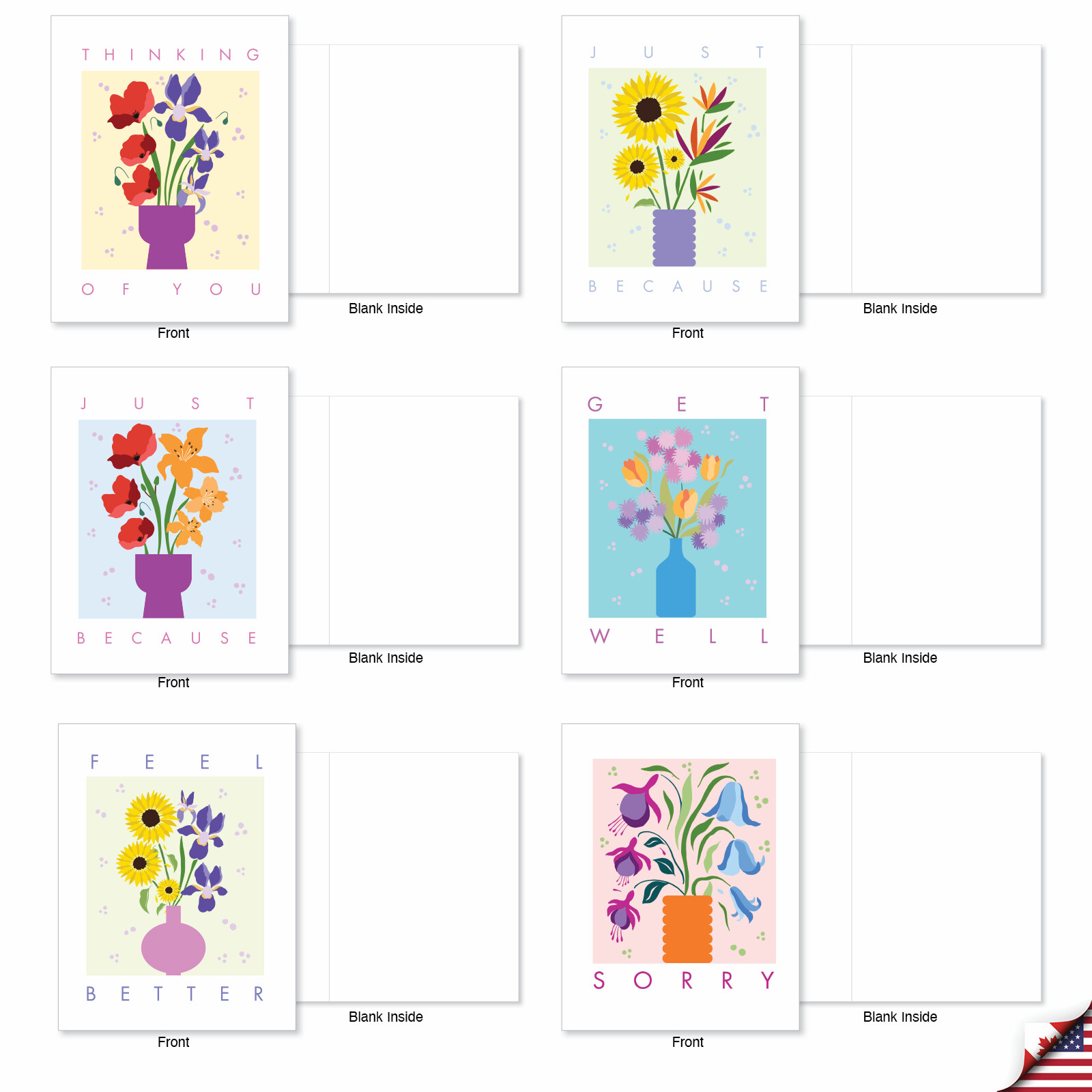 20 Assorted Blank Everyday Cards 4×5.12″ with Env (20 Designs) Garden Addition