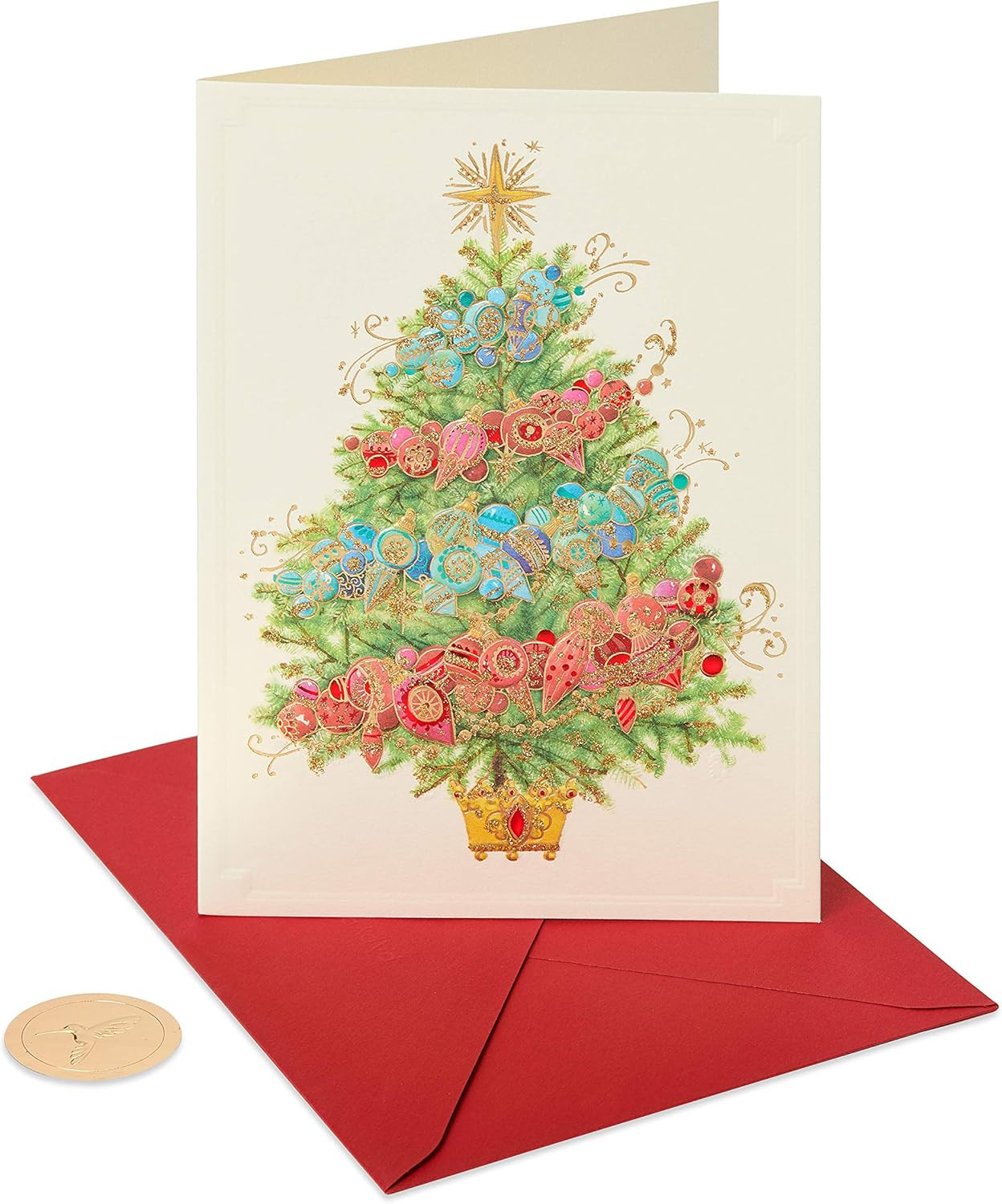 Boxed Christmas Cards with Envelopes, Peace and Happiness, Christmas Tree (12-Co