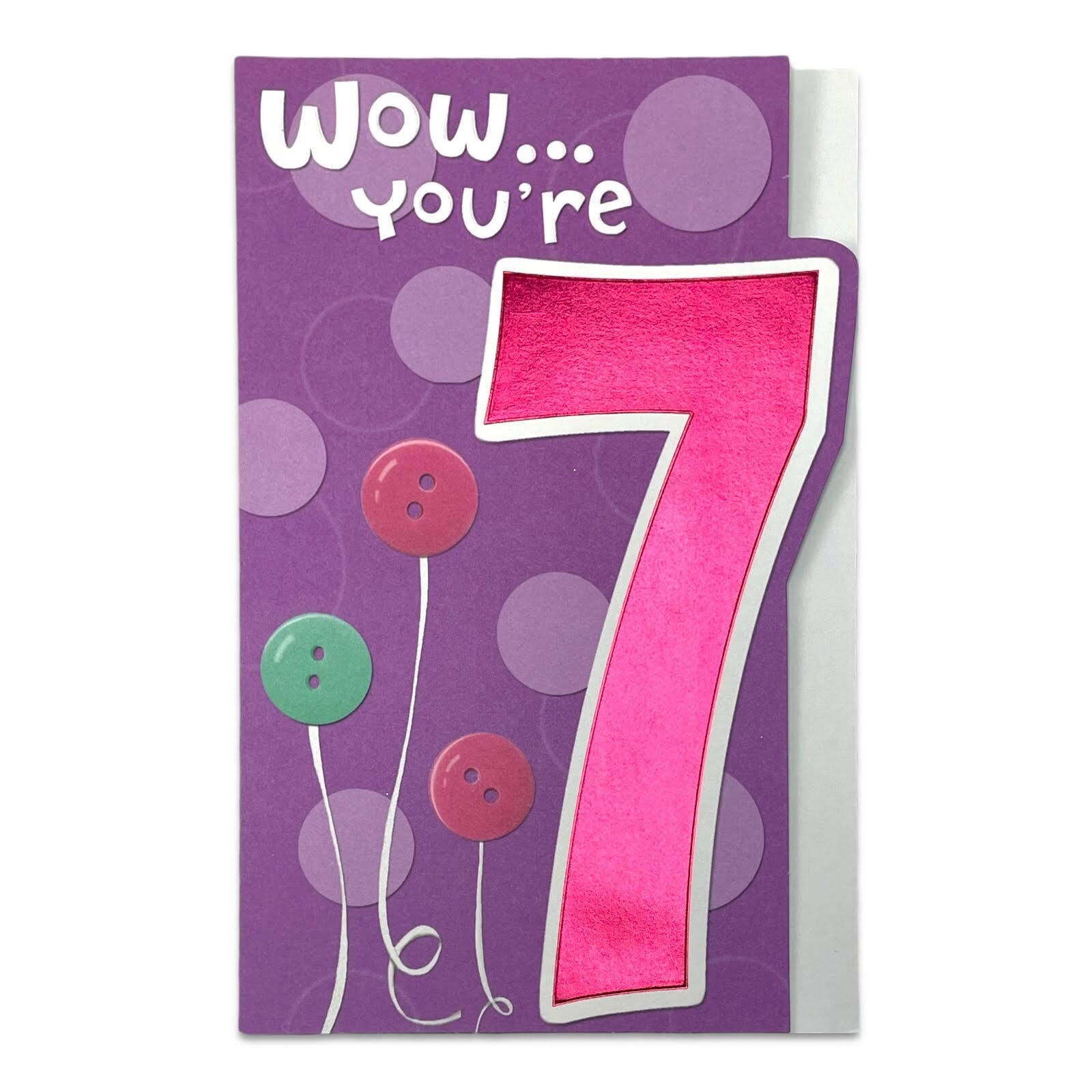 Vibrant 7th BIRTHDAY Card FOR KID TURNING 7 by American Greetings + Envelope