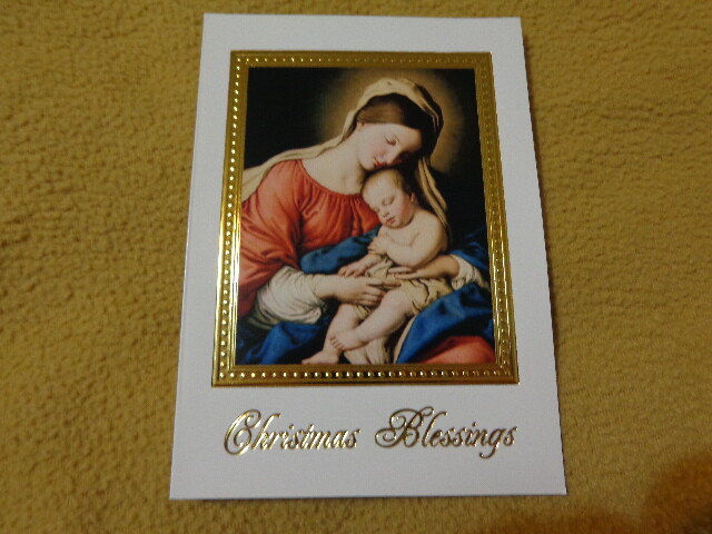 Christmas Card Religious Madonna, Wise Men, Christ, Manger, Camel, Unused Gold