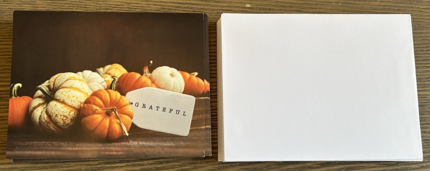 Orange white Pumpkins grateful 25 Blank Note Cards & Envelopes Buffini & Co