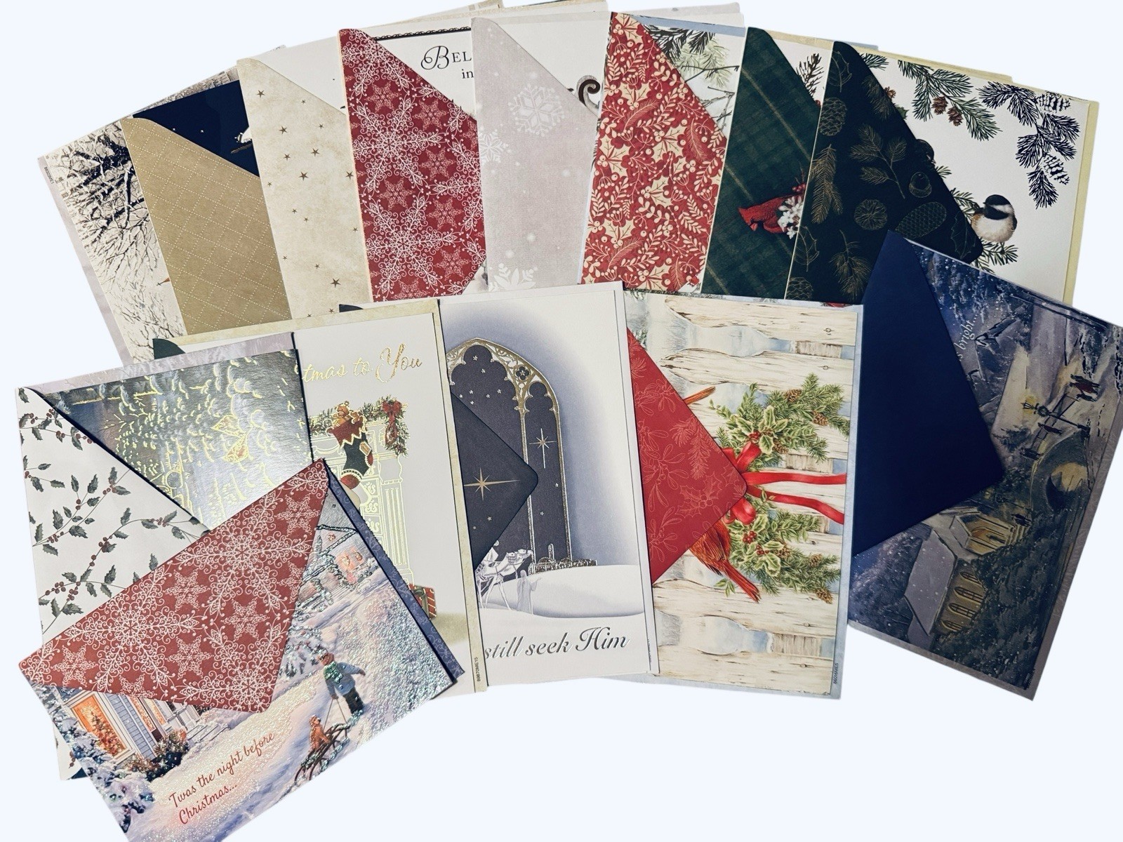 Lot of 14 True Meaning of Christmas Cards w/ Envelopes Foil Glitter Accents