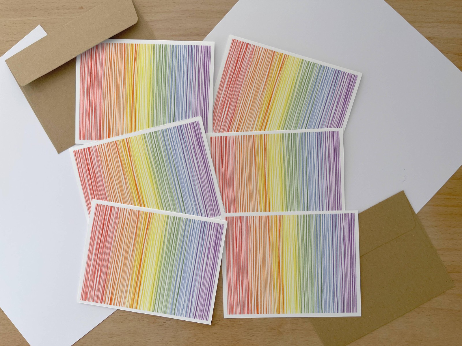 Rainbow Note Cards Set, Colorful Blank Cards Stationery with Kraft Envelope