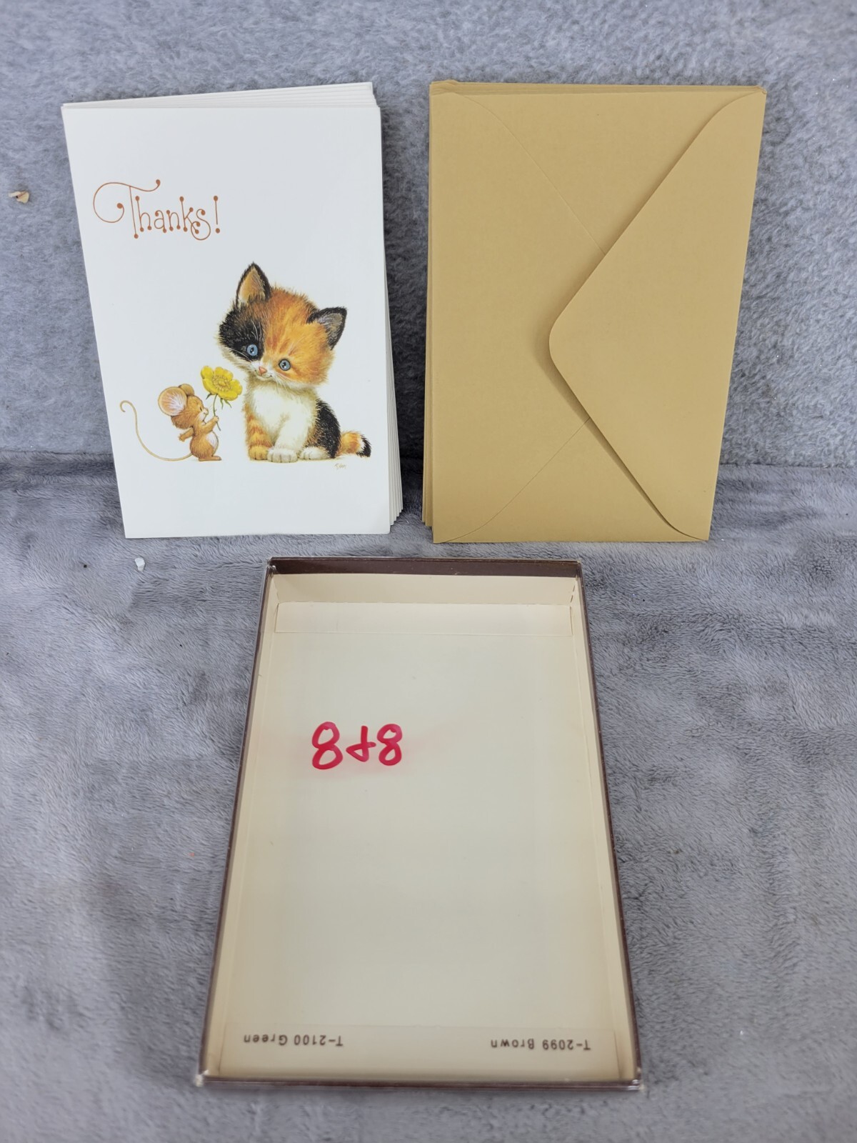 Set Of 8 Kitten Mouse Thanks Greetings Cards & Envelopes 4″ x 5.5″