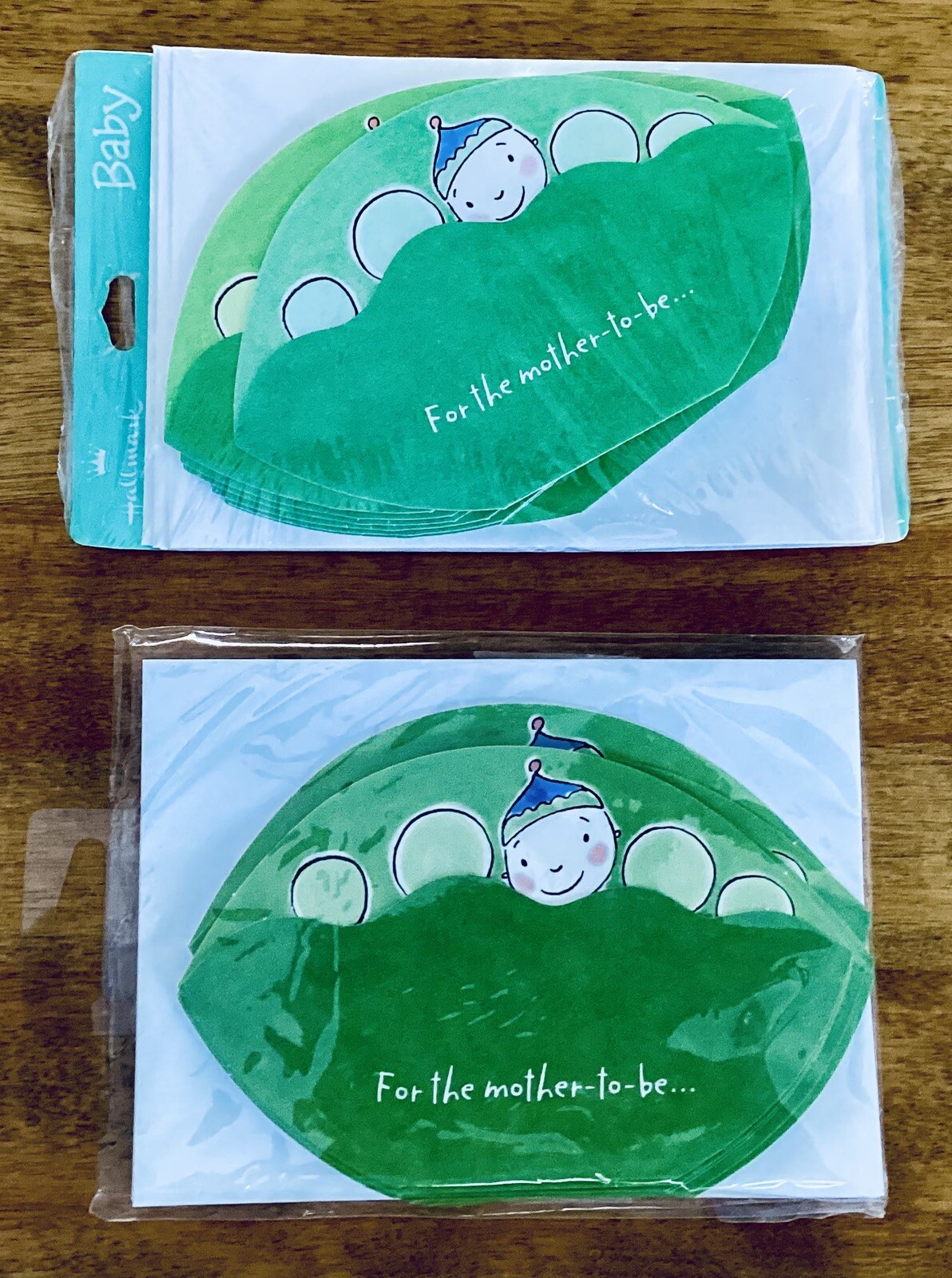 HALLMARK Baby Shower Invitations, Die-Cut Baby in Pea Pod, 2 NEW Packs of 8