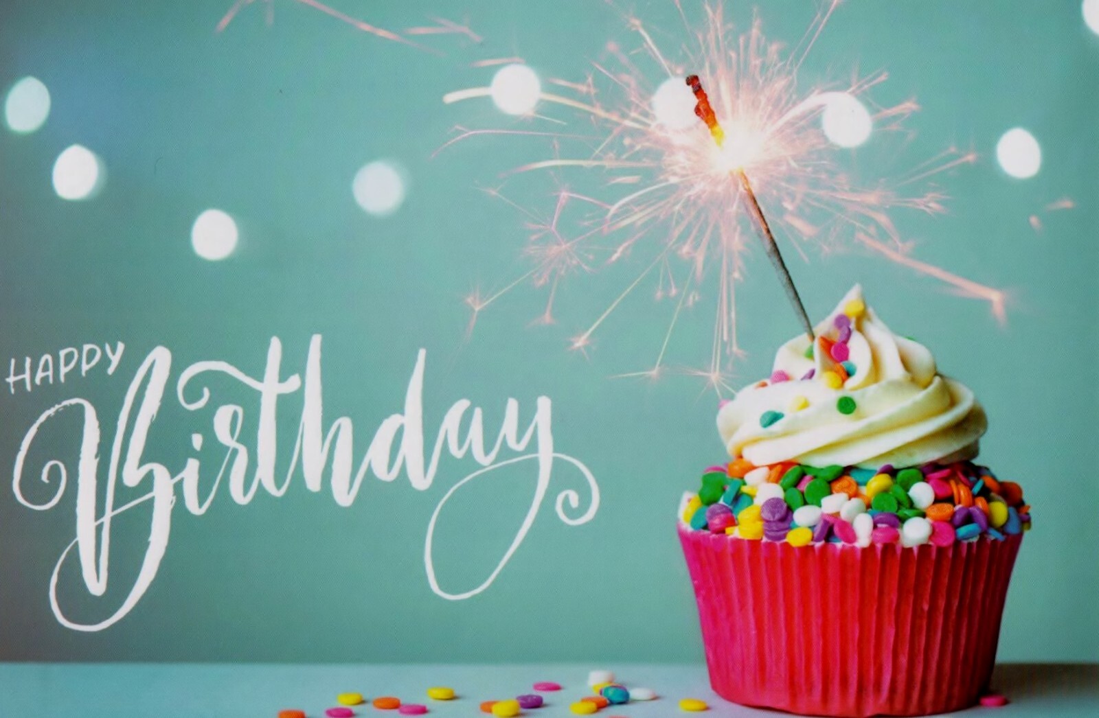 Birthday Balloons Cupcakes Sparkle Candle 1 Card 1 Envelope Greeting Card