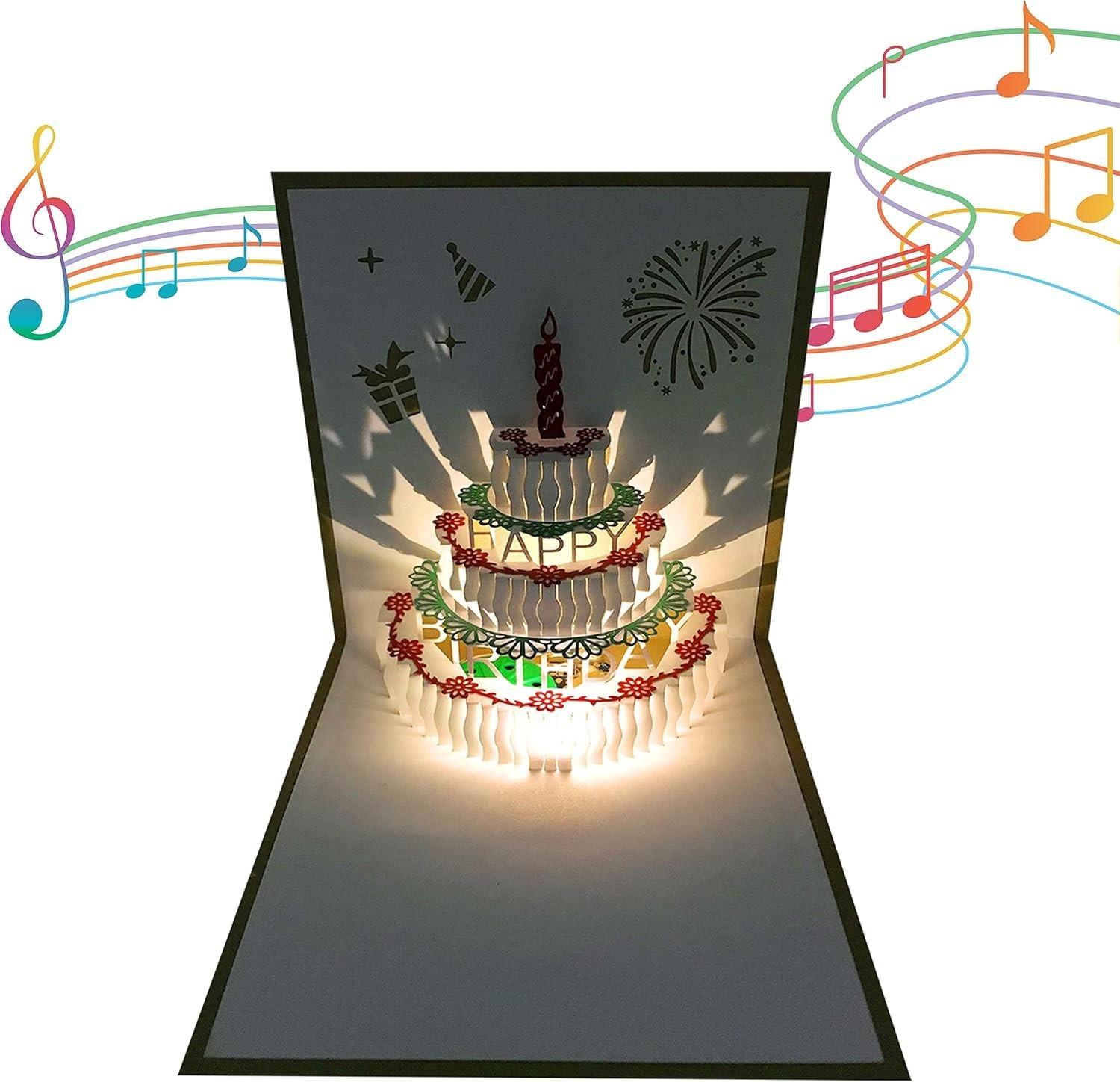 Warming LED Light Pop-Up Birthday Card – Unisex Design for Kids & Adults
