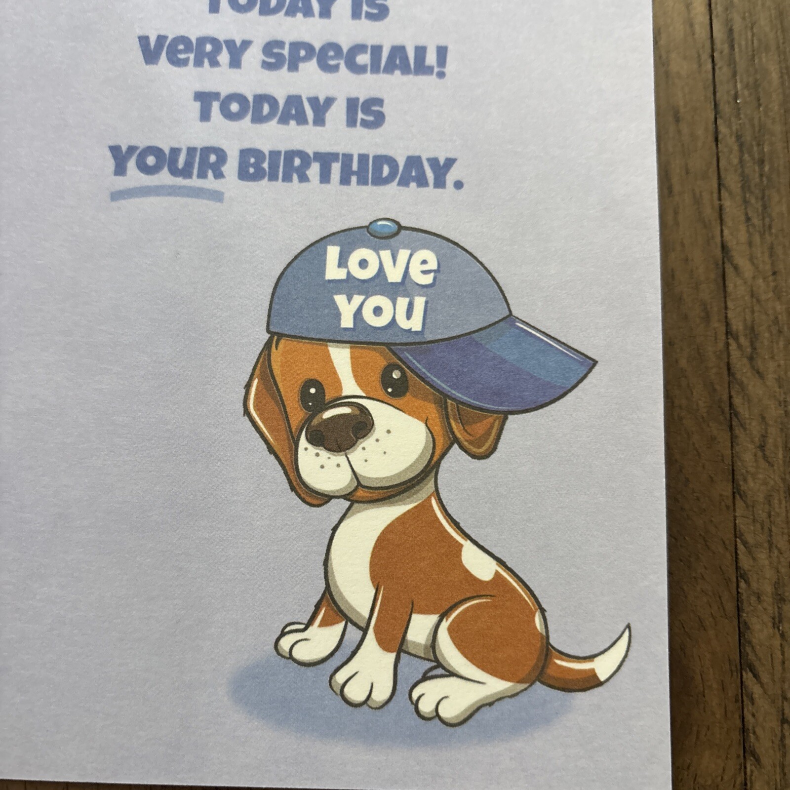 Birthday GRANDSON Cute Puppy Baseball Cap 5’x7.75″ Stockwell Greeting Card