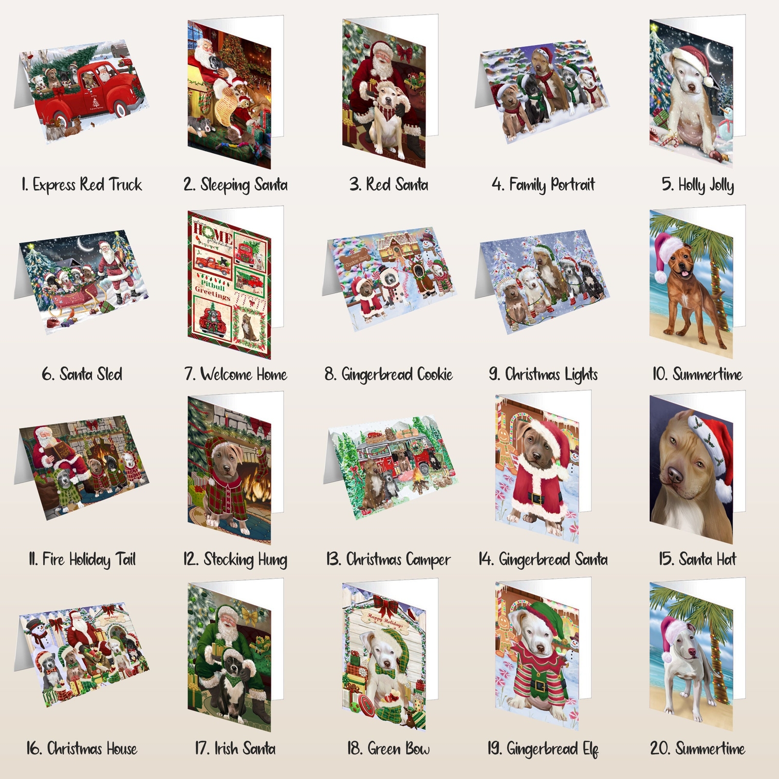 Pit Bull Dog Greeting Cards and Note Cards with Envelopes Christmas NWT