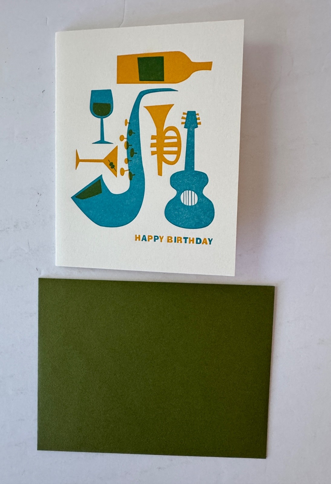 Fugu Fugu Press Letter Press MCM Retro Jazz Handmade Birthday Greeting Card New