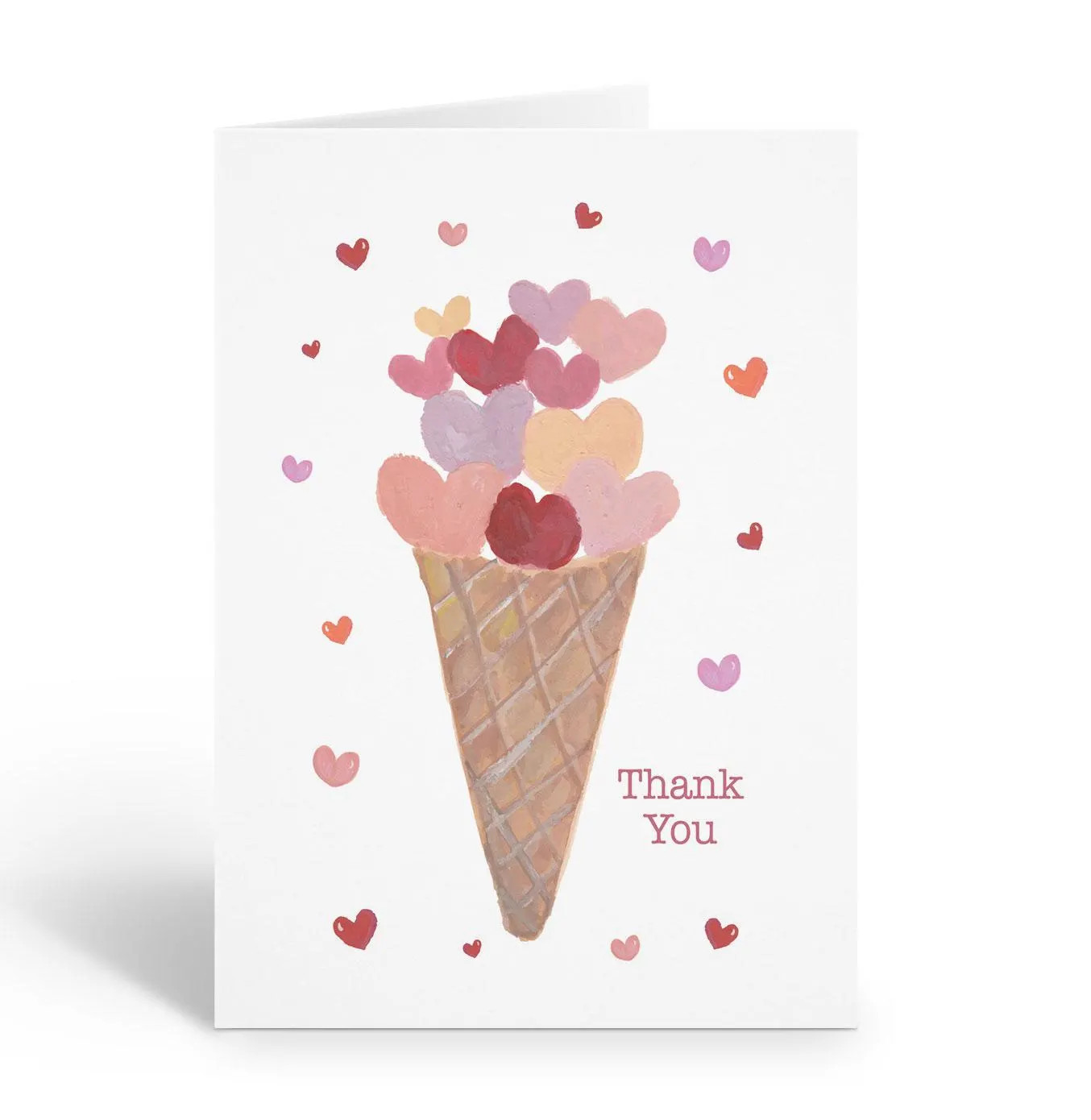 Ice Cream Hearts Watercolor Thank You Note Cards – 10 Cardss – 4.25 x – B14636