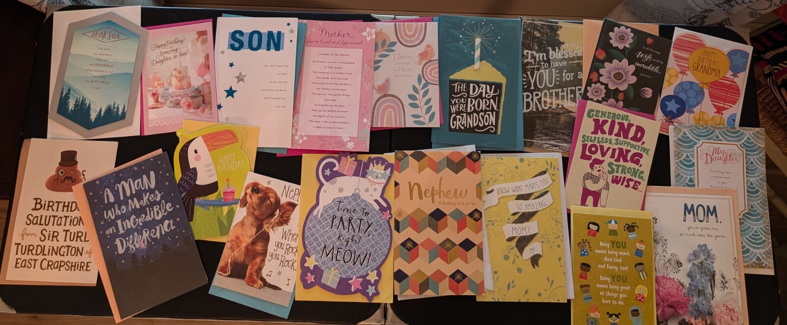 Lot of 20 Birthday Greeting Cards w/ Envelopes Family Friends Kids Mixed Cards-C