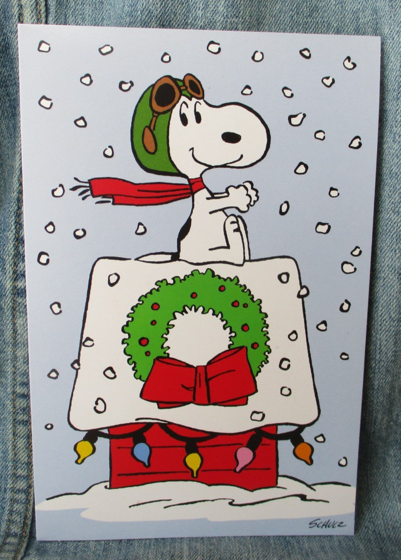 FLYING ACE SNOOPY American Greetings Christmas Greeting Card Peanuts New MG33