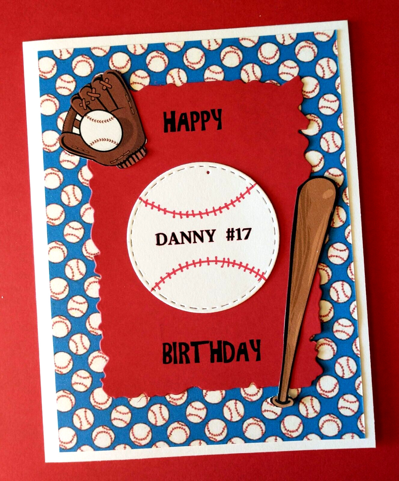 Birthday Card Baseball Theme Personalized Name & Age comes with Verse Inside