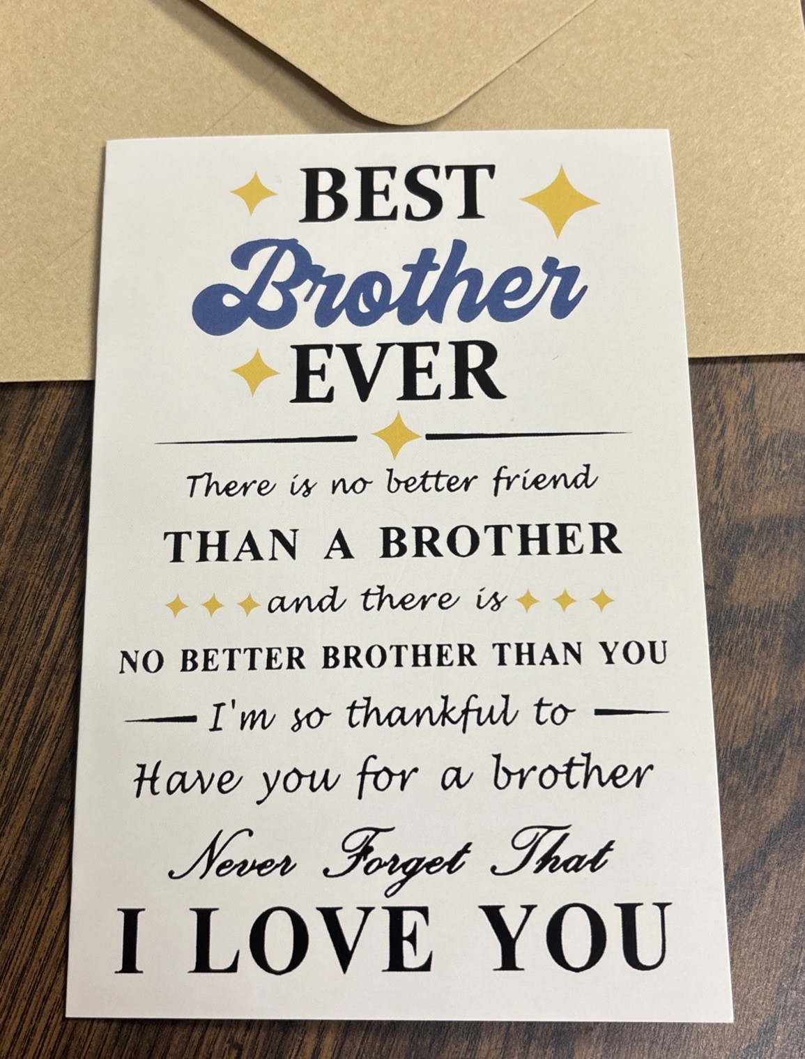 Birthday Best Brother Ever 4.4”x 6.4” Blank Inside Greeting Card