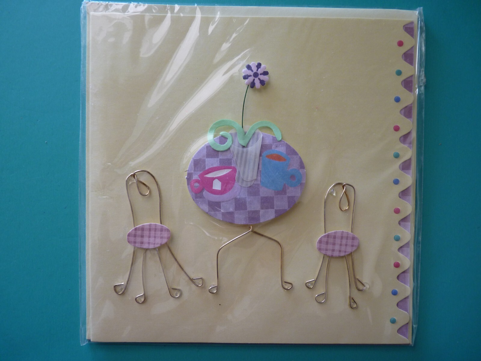 Any Occasion Greeting Card For Anyone 3D Embellished Front Cafe Table/Chairs