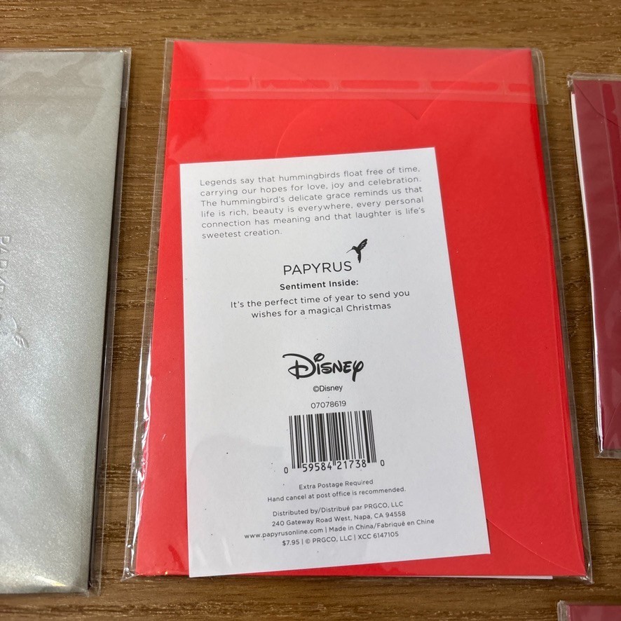Lot of 9 PAPYRUS Christmas Cards Assorted w/DISNEY Glitter Foil Envelopes NEW