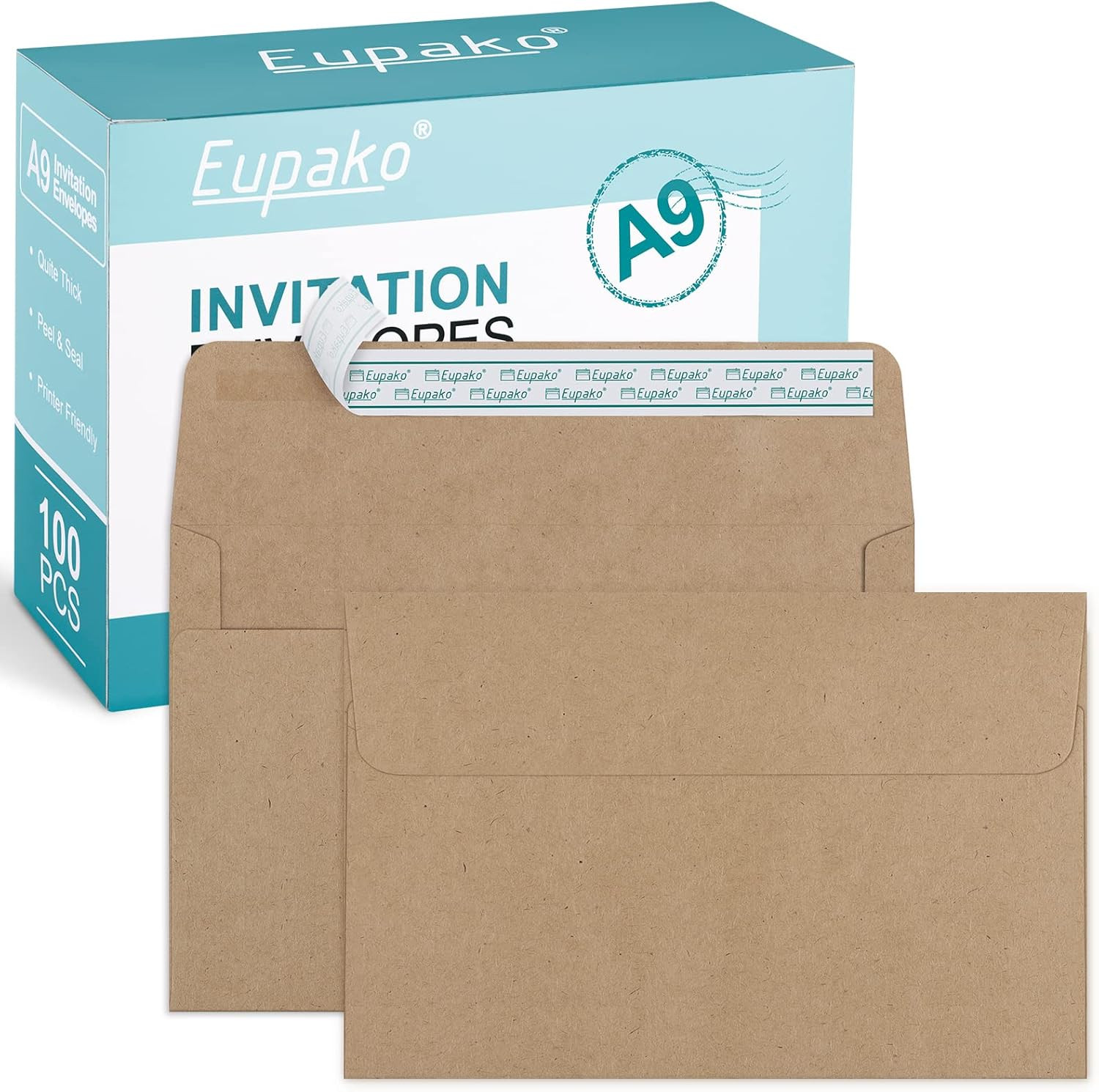 A9 Self-Seal Envelopes, 100 Pack, Brown, 5-3/4 x 8-3/4 Inches