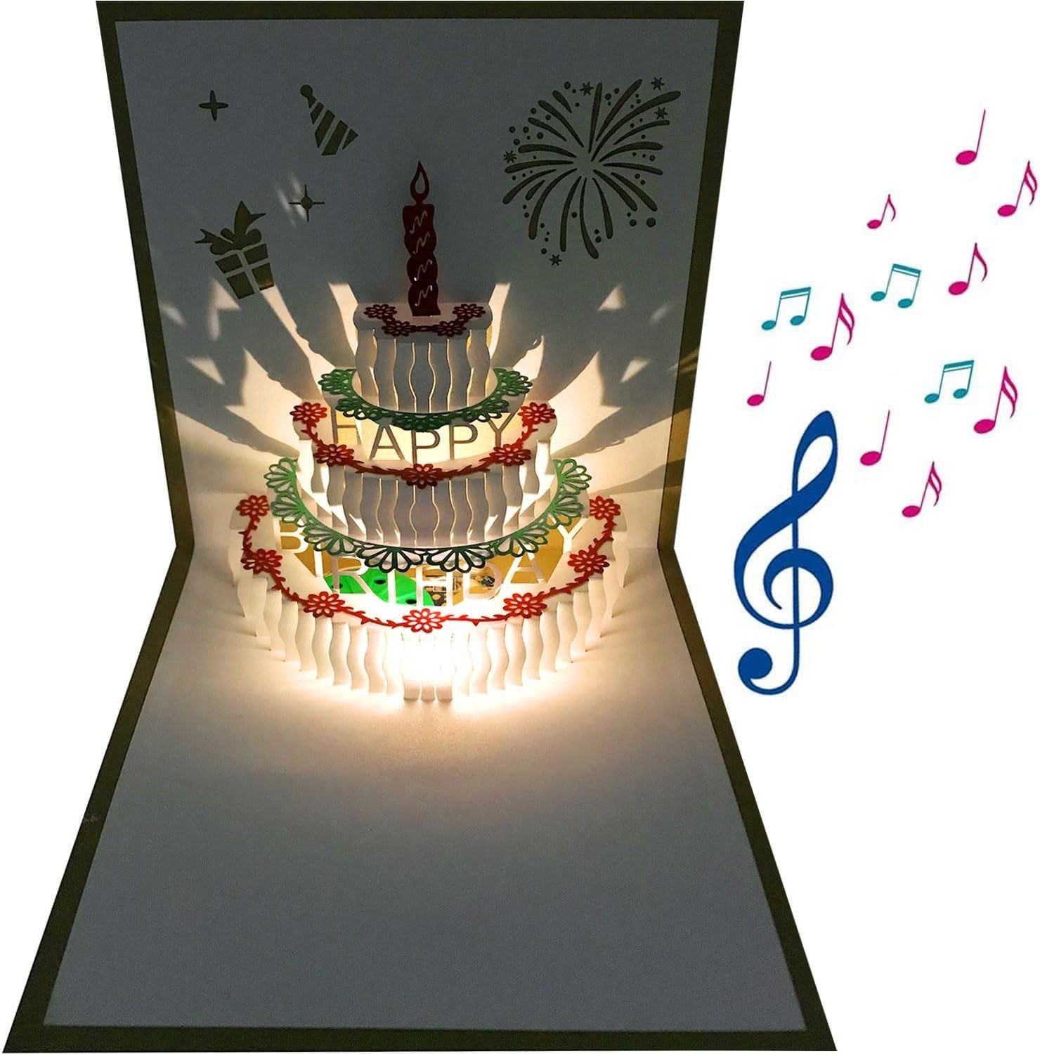 Warming LED Light Pop-Up Birthday Card – Unisex Design for Kids & Adults