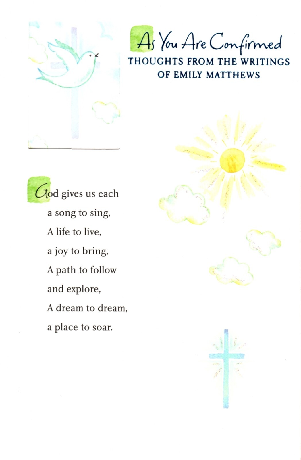 Congratulations Confirmation Confirmed Dove Cross Emily Matthews Greeting Card
