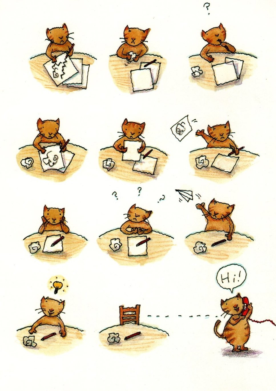 Letter Friendship Best Friend Orange Tabby Cat Writer Artist Blank Greeting Card