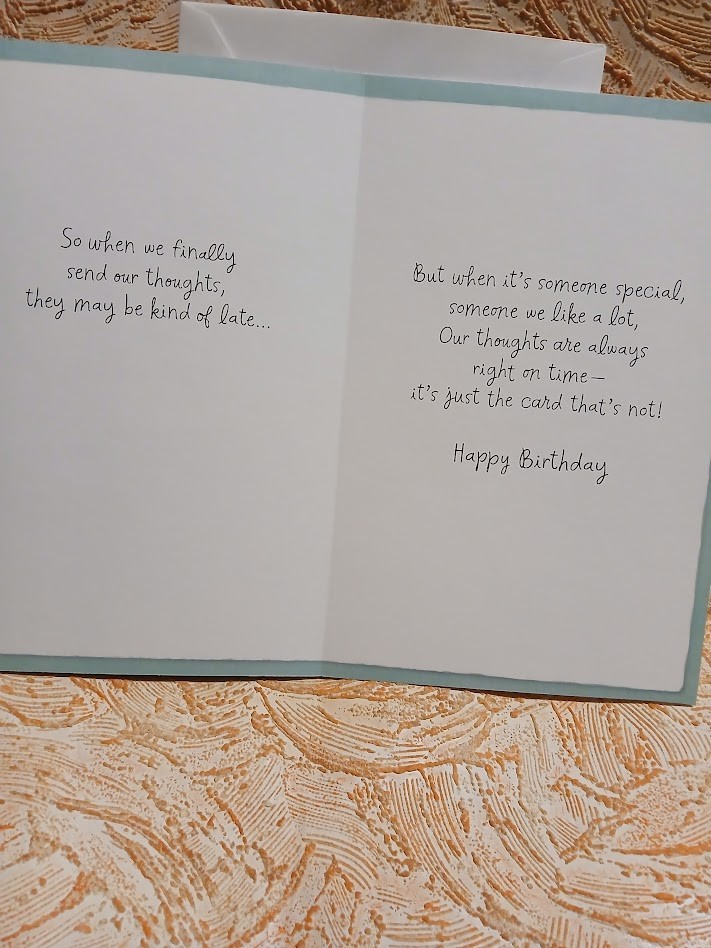8″ American Greetings Belated Birthday Card Someone Special Thoughts Right Time