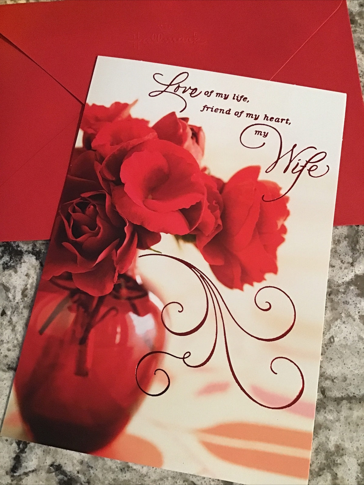 Valentine’s Day My Wife Love Of My Life My Heart 5”x7” Hallmark Greeting Card