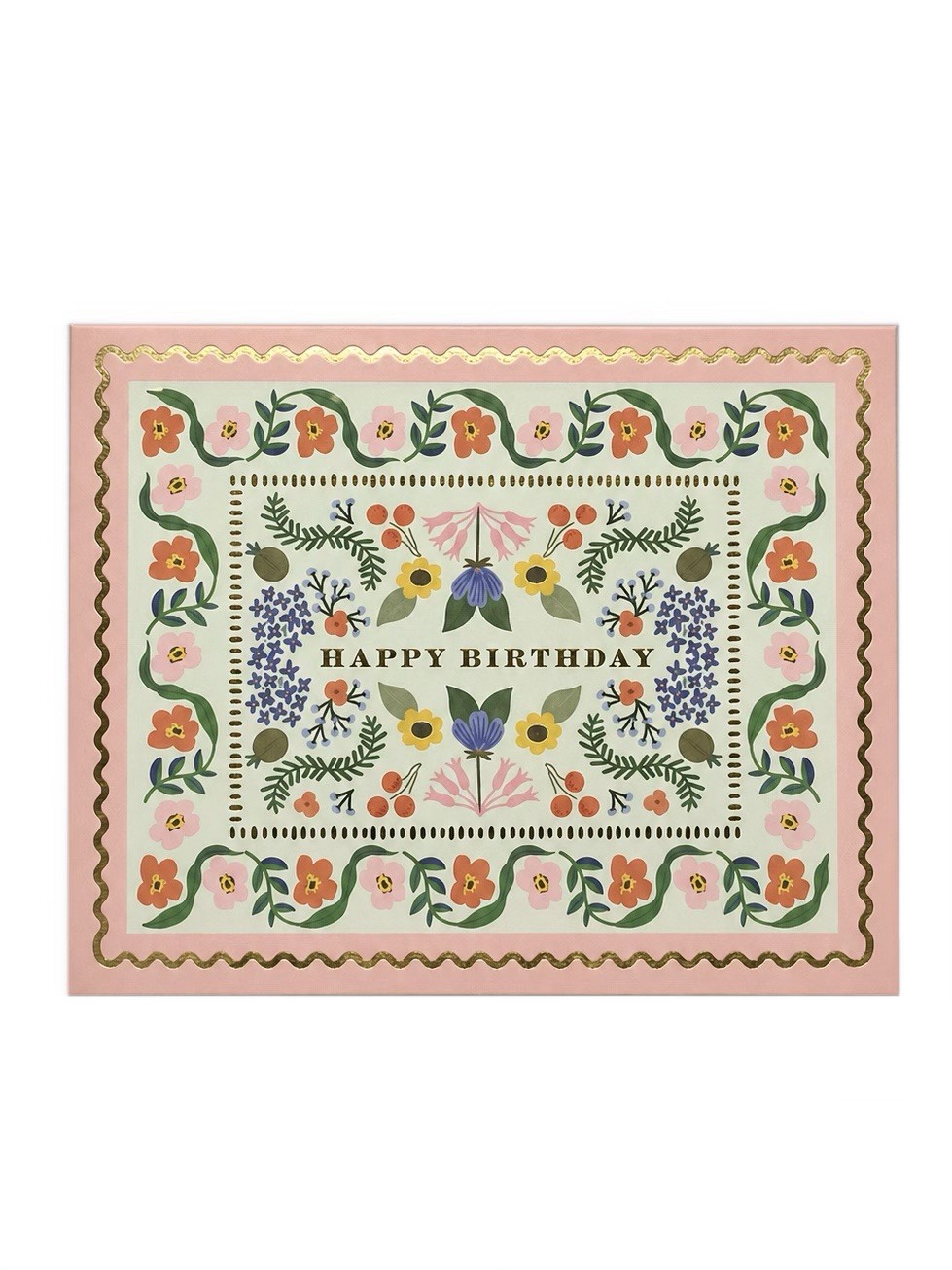 RIFLE PAPER CO Garden Floral Birthday Card, Folded Blank A2 Card & Envelope