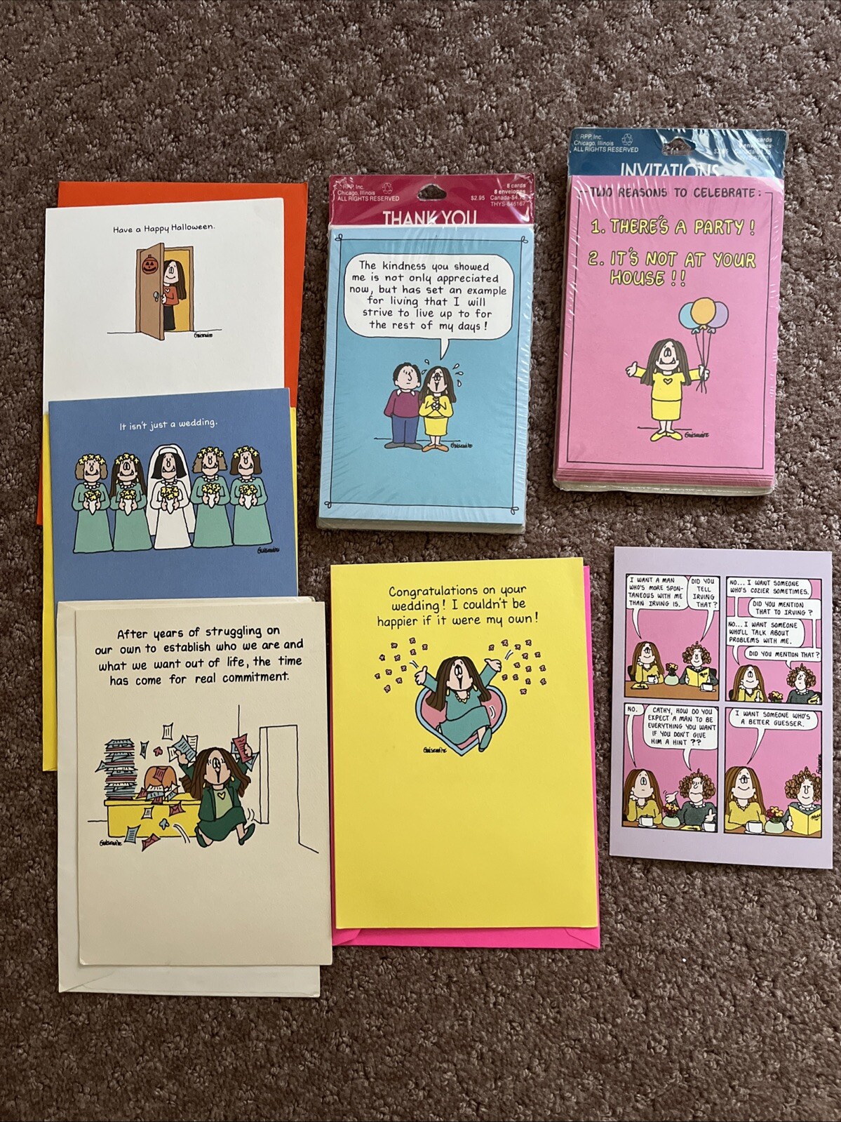 LOT OF Cathy Guisewite RECYCLED PAPER GREETINGS CARDS Comic Sealed NOS