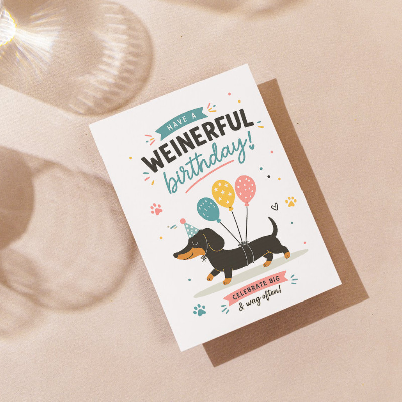 Funny Dachshund Birthday Card Wiener Dog Happy Birthday Greeting Card for Dog